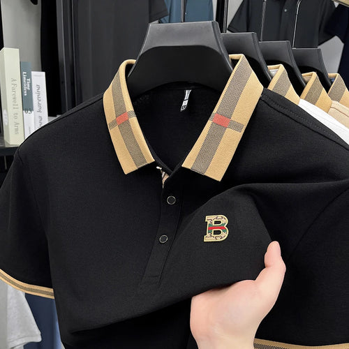 2025 Men's Trendy POLO Short Sleeve Luxury Decoration Brand Luxury Exquisite Relief Craftsmanship Comfortable Business CasualTop